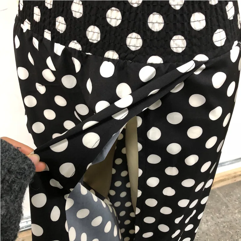 

Women's clothing direct tribute explosion wave point sexy off-shoulder casual beach style coat split long skirt two-piece suit