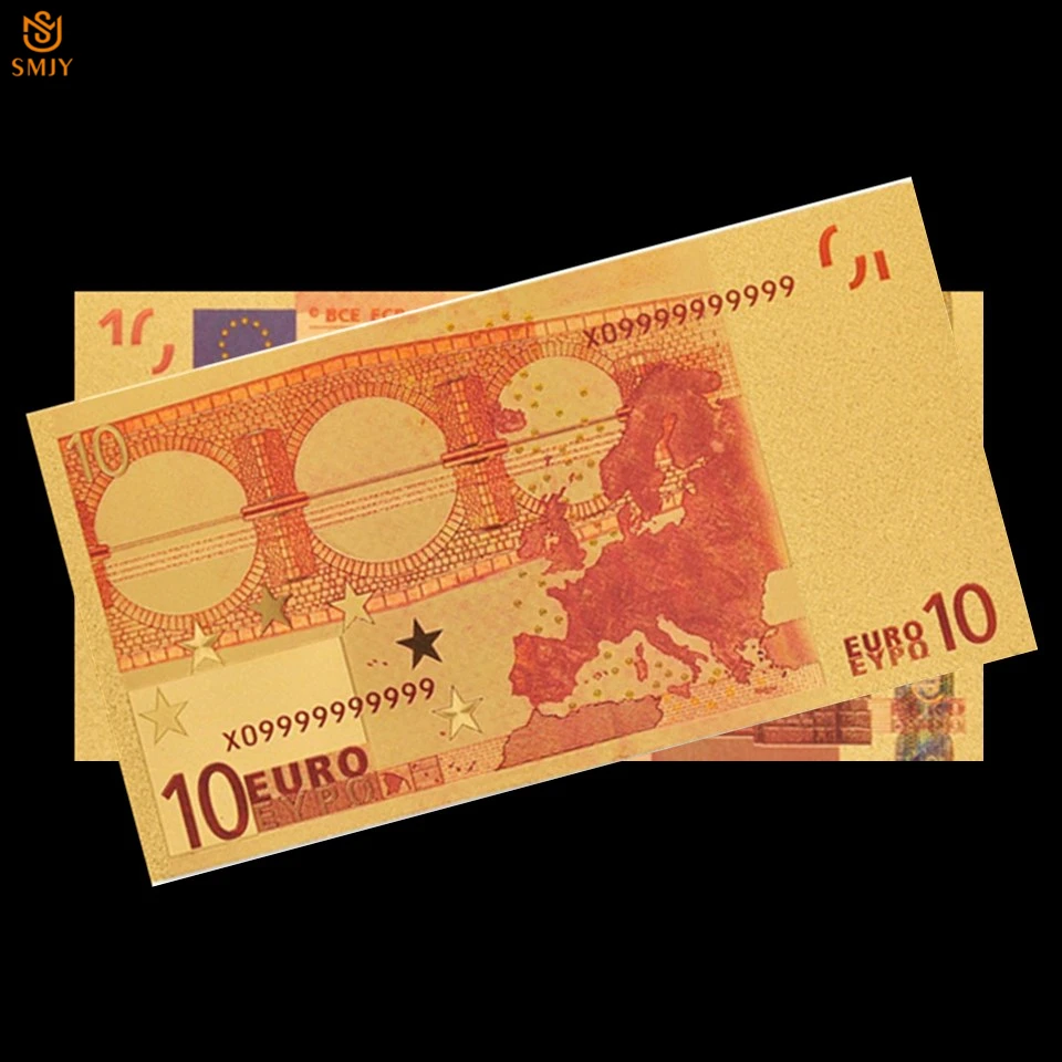Евро золотые банкноты 10 евро цветные Золотые Фольга сбор бумажных денег Патриот