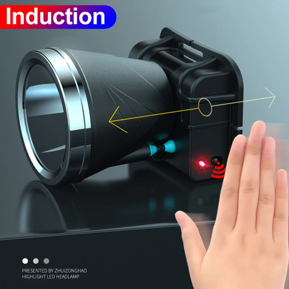 

Powerful Motion Sensor LED Headlamp USB Rechargeable Headlight Outdoor Camping Head Flashlight Head Lamp Waterproof Head Light