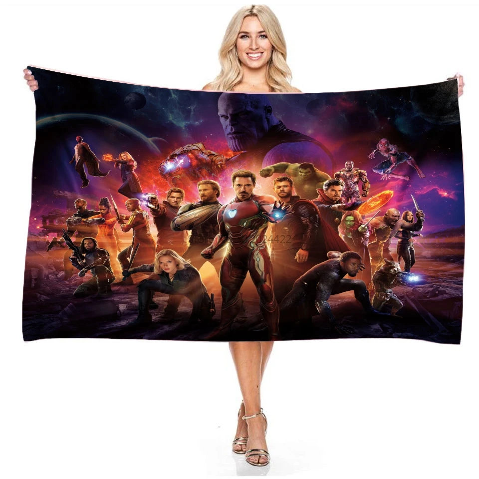 Marvel The Avengers Printed 3d Microfiber Absorbent Bath Towel Swimming Rectangular Digital Printing Beach 140x180cm | Дом и сад