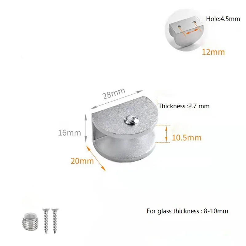 Полукруглые стеклянные зажимы плоскость пространство алюминиевая проекция