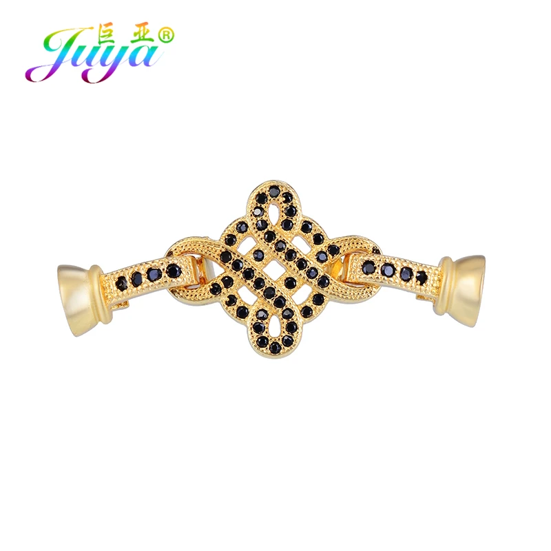 Gold Black Juya, сделай сам, жемчуг, браслет, ожерелье, компоненты, золото/серебро/розовое золото, бант, соединитель, застежка, аксессуары - Цвет: Gold Black