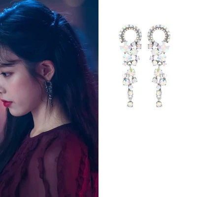 2 цвета Elegant DEL LUNA отель IU корейский dramas ТВ мода личности серьги Элегантные для женщин Серьги pendientes brincos орнамент