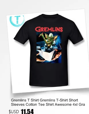 Gremlins футболка с короткими рукавами хлопковая Футболка потрясающая 4xl графическая Мужская Пляжная футболка