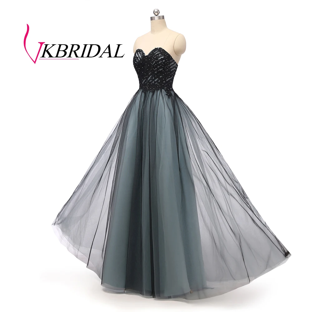 

New Fashion 2019 Sweetheart A-line Long Evening Dress Blue Black Mixed Color Robe De Soiree Prom Gowns