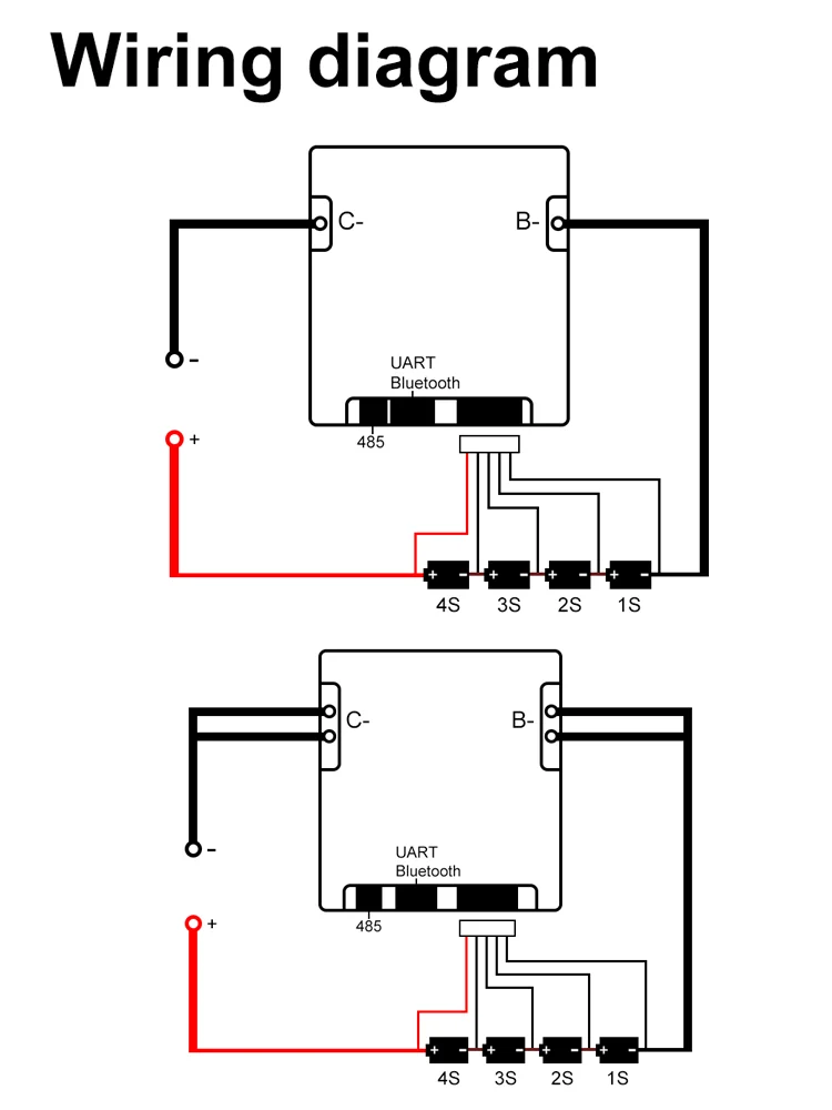 QUCC Смарт BMS 3S 12V 20A 30A 35A 60A 80A 100A 120A литий ионный Lifepo4 4S с балансом Bluetooth ПК UART RS485