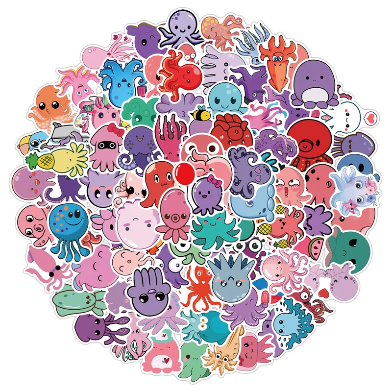 

10/30/50CPS Cartoon Animal Octopus Graffiti Sticker Suitcase Guitar Laptop Helmet Decoration Toy Wholesale