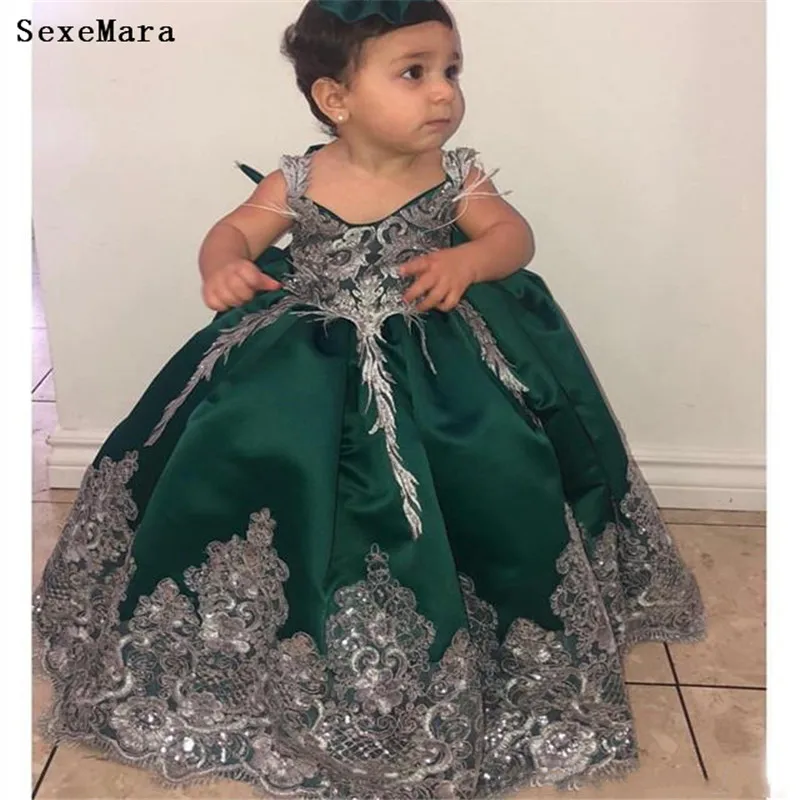 

Infant Girls Dresses Lace Applique Kids Clothes First Birthday Party Gown Mother Daughter Dress 12M 24M