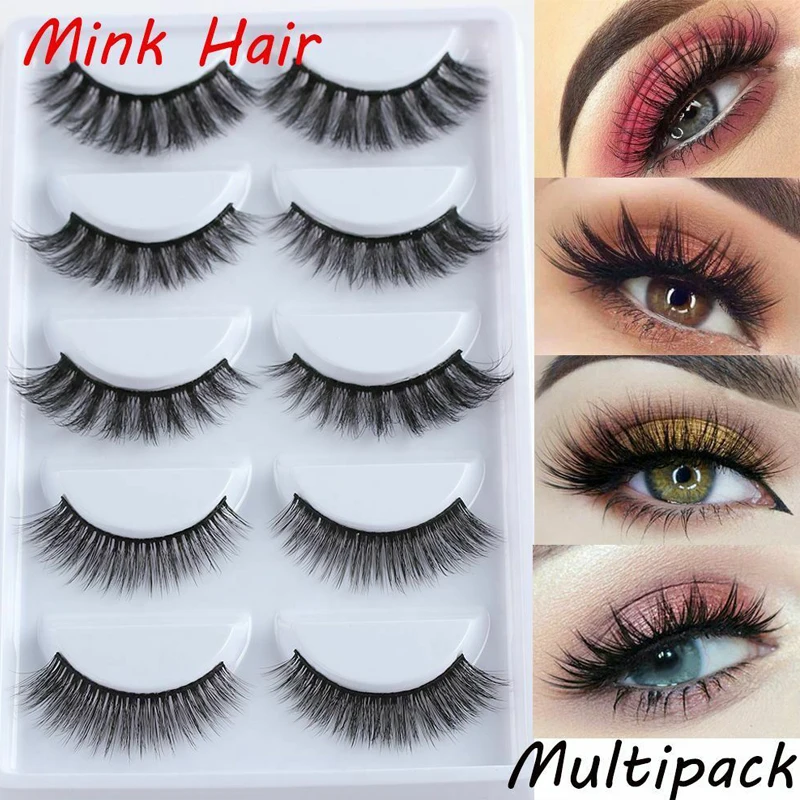 5 пар Накладные ресницы из норки для наращивания макияжа натуральные пушистые