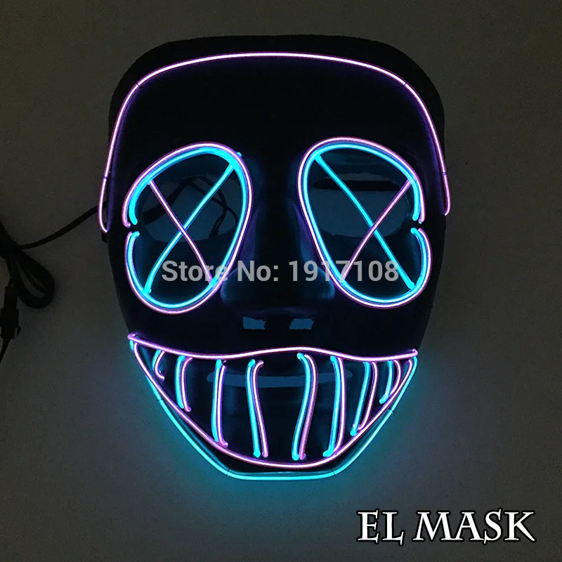 mask 16 Лидер продаж EL Wire светящаяся маска Nenon светильник костюм маска светодиодный Вечерние Маски для страшной тематики косплей маска украшение - Цвет: mask 16