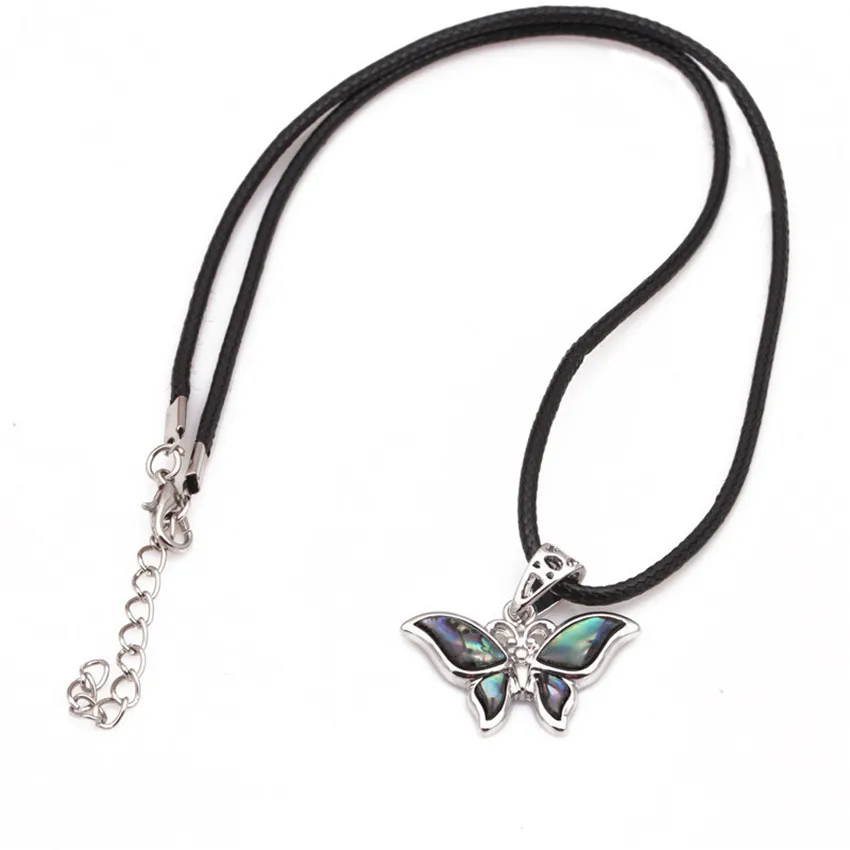FYJS уникальный посеребренный кулон в форме бабочки виде раковины абалона веревка