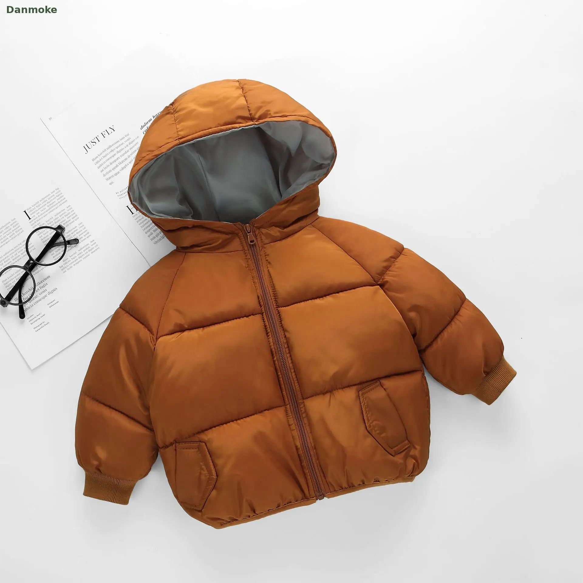 Danmoke/куртка для мальчиков и девочек пальто Зимняя плотная подкладка из хлопка