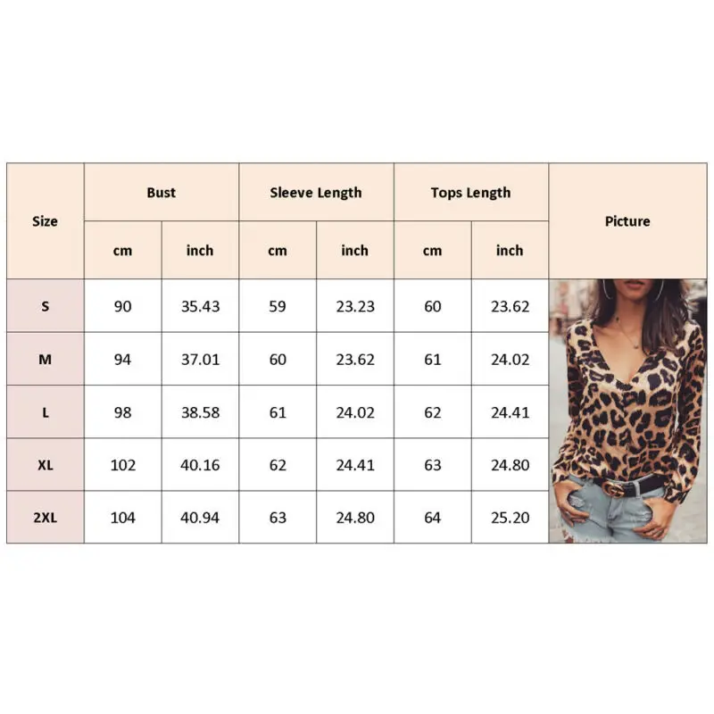 

Womens Long Sleeve Leopard Print Tops Blouse Autumn Casual Loose V Neck Shirt