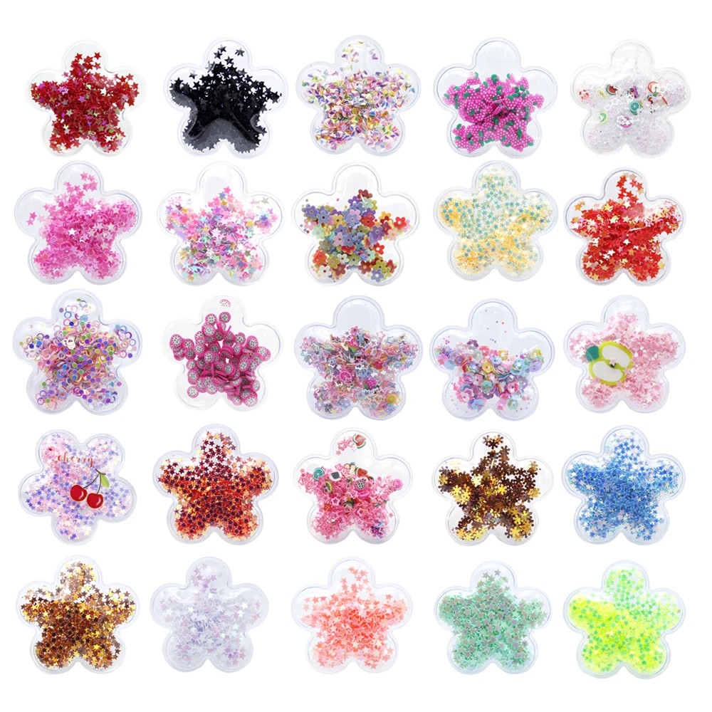 53x53 мм прозрачный шейкер в форме звезды Блестящие Блестки сделай сам зажим для