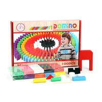 100 pieces 10 colors wooden domino kids toys classic desktop gamestable game wood building blocks domino challenging games gift