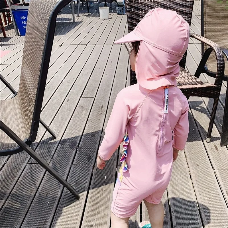 Детский слитный купальник с радужным мультяшным единорогом детские купальные