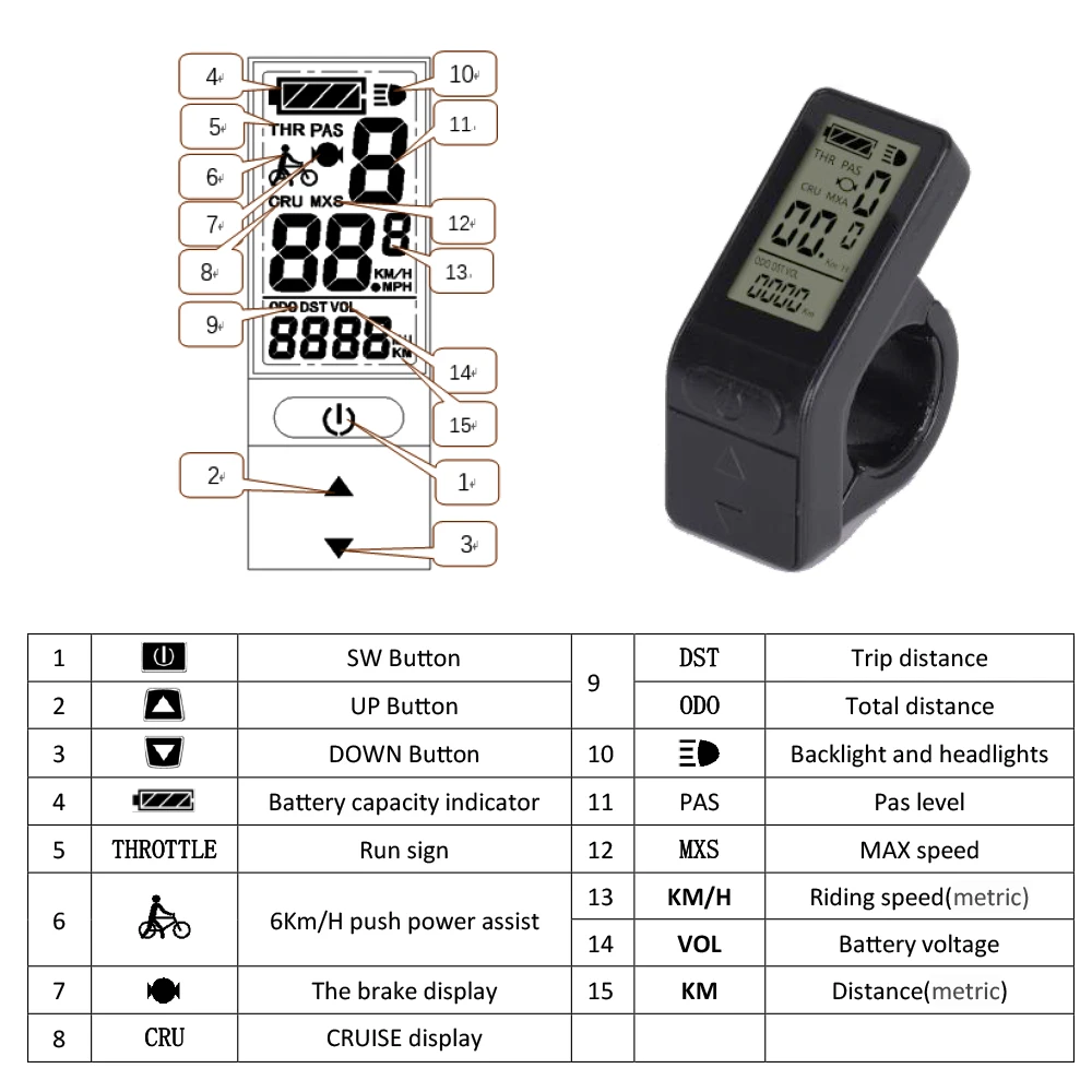 Дисплей для электровелосипеда KT LCD 4 ЖК-дисплей 36 В 48 компьютер контроллер Kunteng SM