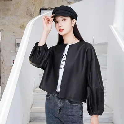 2021 Women  New Fashion Genuine Real Sheep Leather Jacket G10