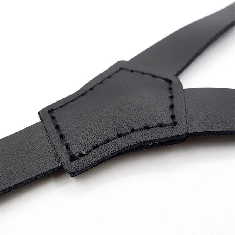 

Leather Hook Buckle Suspenders Men And Women Braces Gun Leather Black Brown Narrow Strap Hook