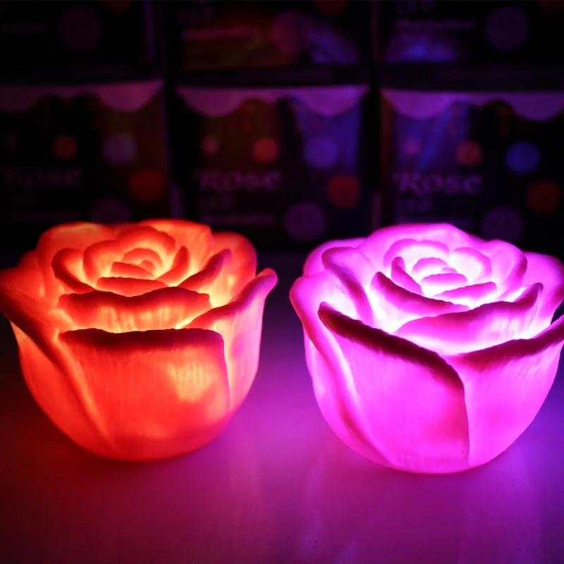 

Новый Романтический меняющий цвет светодиодный плавающий Свеча «цветок розы» ночной Светильник свадебное украшение L23