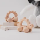 Детский деревянный Конструктор из бука, четырехколесная игрушка с узором животных, деревянная игрушка, ручная работа, подарок, детский автомобиль, строительные блоки