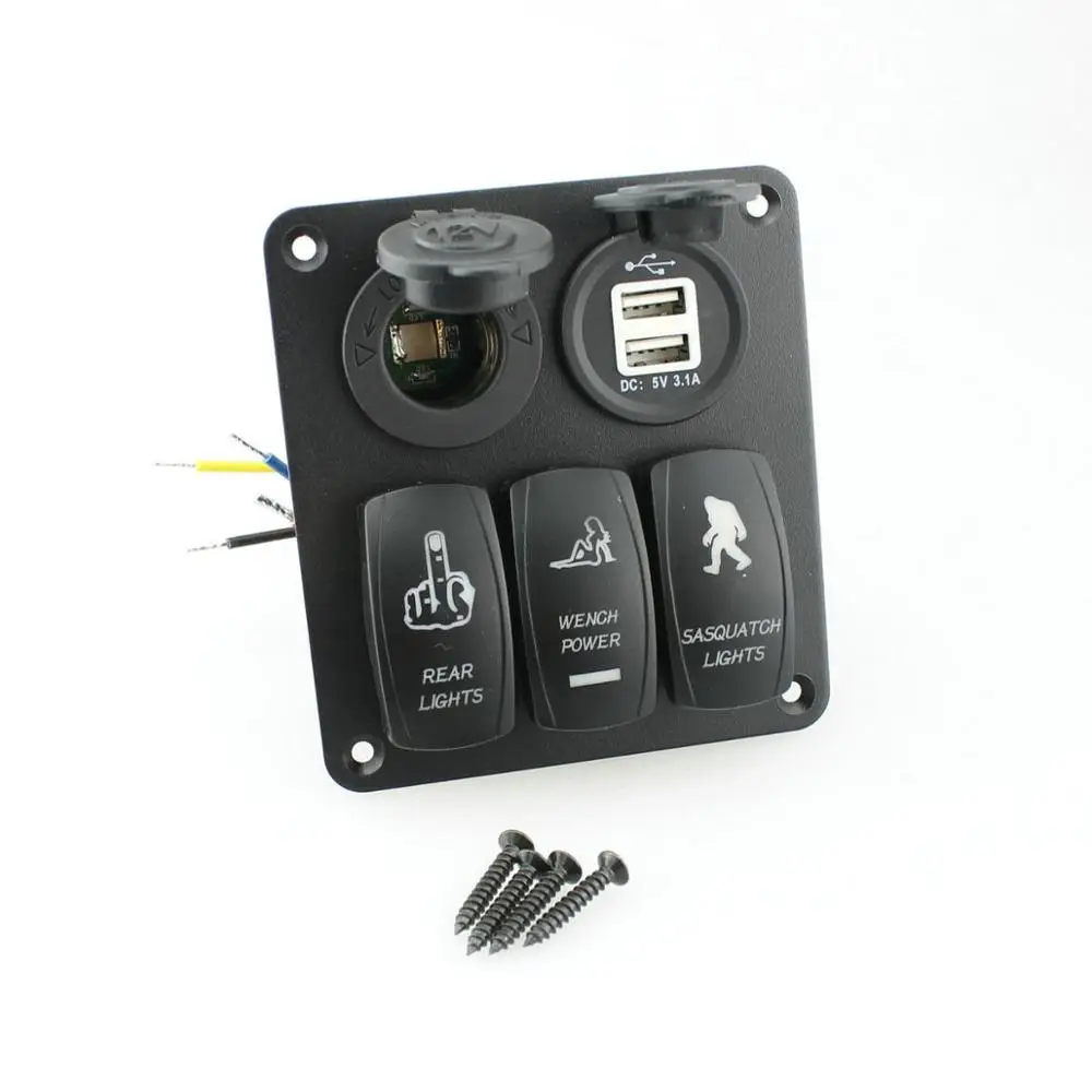 Водонепроницаемая 3 х клавишная панель переключателя Fuleem Синяя светодиодная