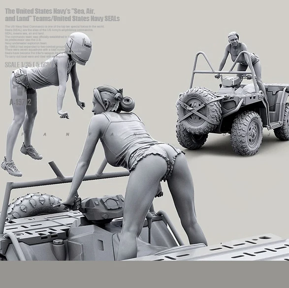 1/35 резиновые наборы красивая местность автомобиль женщина-всадник полимерный