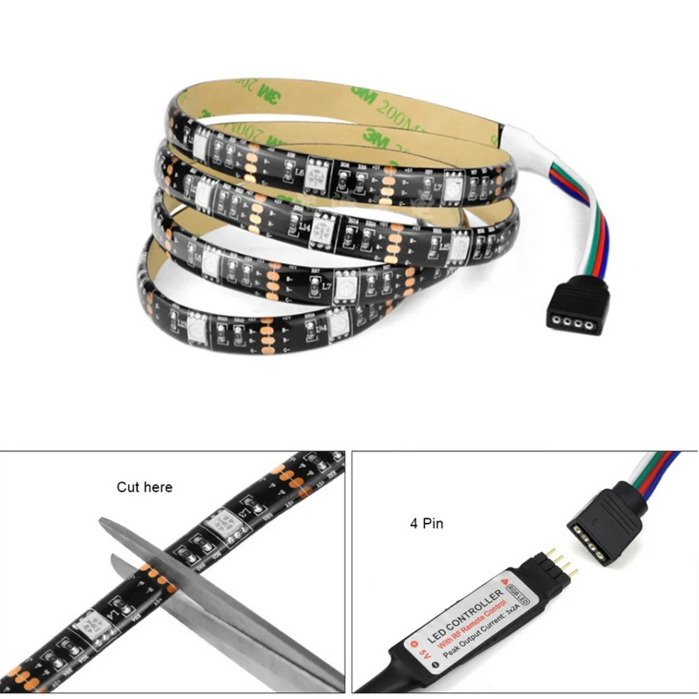 Светодиодная лента 5050 SMD с питанием от USB водонепроницаемая RGB дистанционным