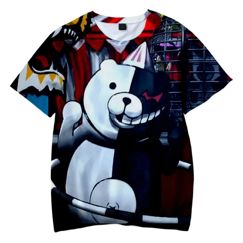 

US Size Anime Game Danganronpa Black And White Bear Monokuma 3D Printed Boy Girl Children'S T-shirt Fashion Casual Clothing