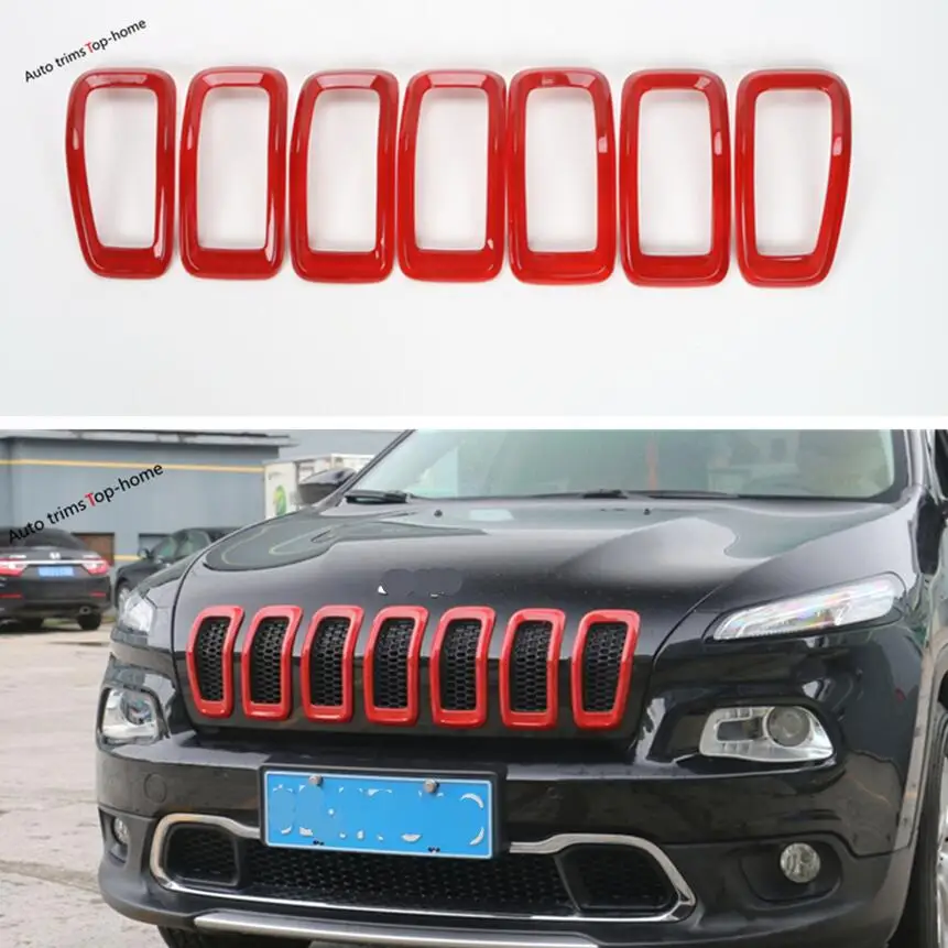 Yimaautotrims Передняя решетка гриль рамка Крышка отделка 7 шт. подходит для Jeep Cherokee ABS красочно внешний
