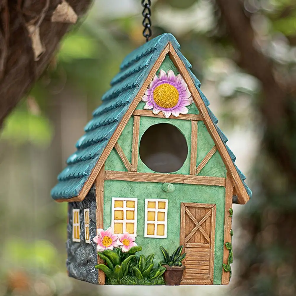 

Bird House Tree Hanging Decoration Resin Bird's Home Ornaments Decor For Window Garden Outdoor Fairy Tale Handmade Crafts