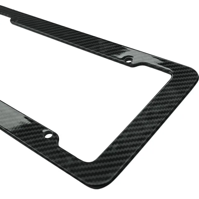 Universal 2pcs License Plate Frame Carbon Fiber Plastic License Plate Frame Bracket with Standard Screw Kits 3