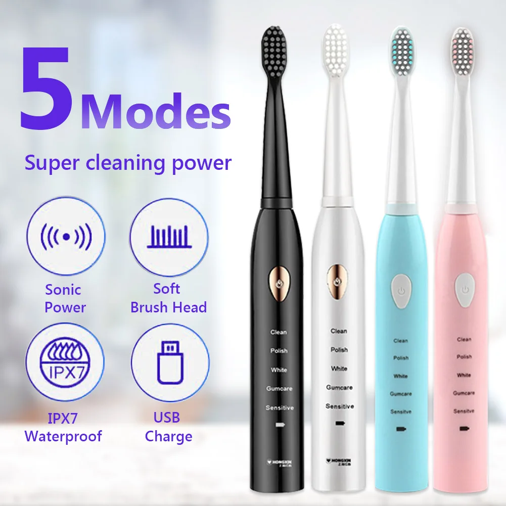 

Washable Whitening Teeth Brush Ultrasonic Sonic Electric Toothbrush Rechargeable Tooth Brushes Adult Timer Brush 4 Models