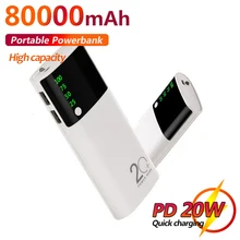 80000mah Power Bank Portable External Battery Fast charging Outdoor Travel Mobile Phone Charger for Xiaomi iPhone Samsung