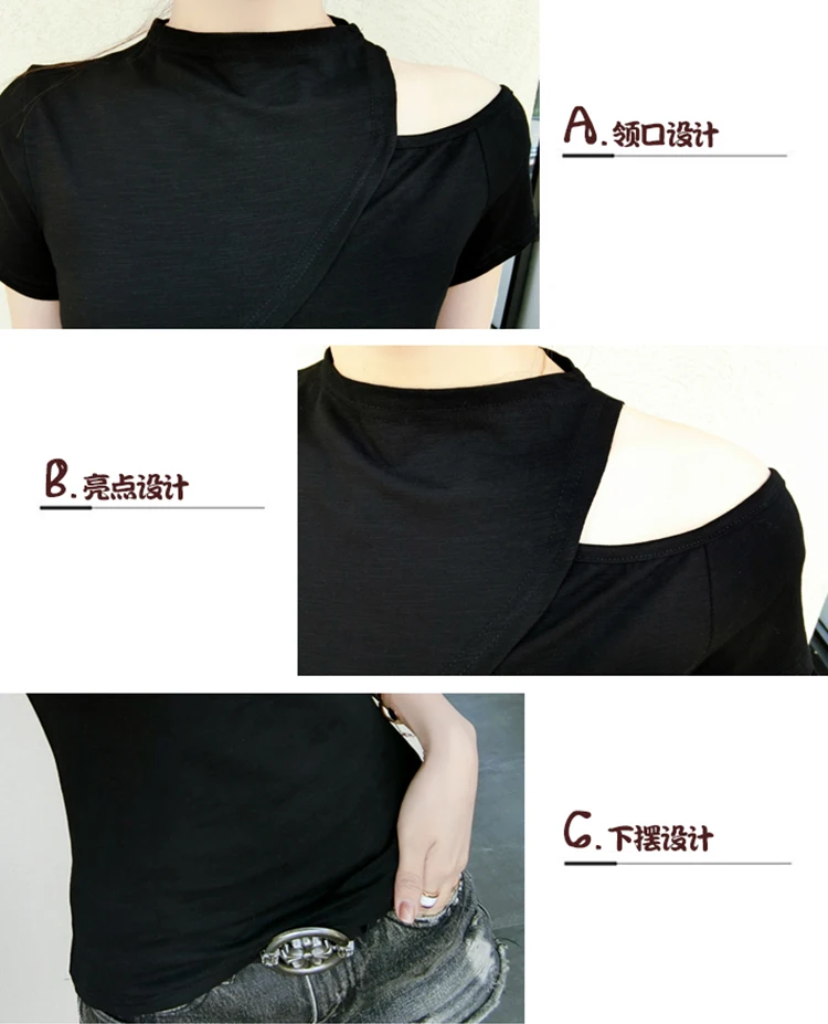 

Bottoming Cotton Basic Tee Shirt Women Casual O-neck Cut Out Summer Top Korean Hipster White Tshirt S-3XL T03914B