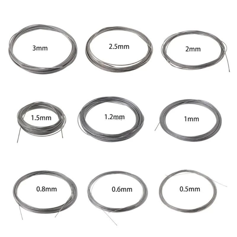 

New 30m 304 Stainless Steel Wire Rope Soft Fishing Lifting Cable 7x7 Clothesline