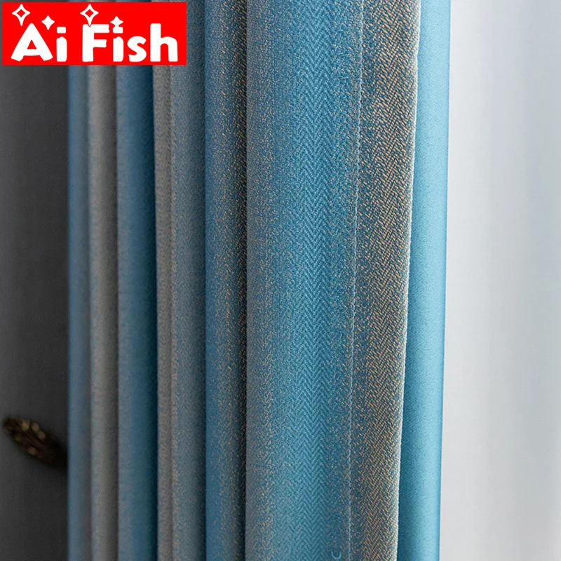 Синие градиентные жаккардовые шторы в полоску для гостиной прочные высокоточные