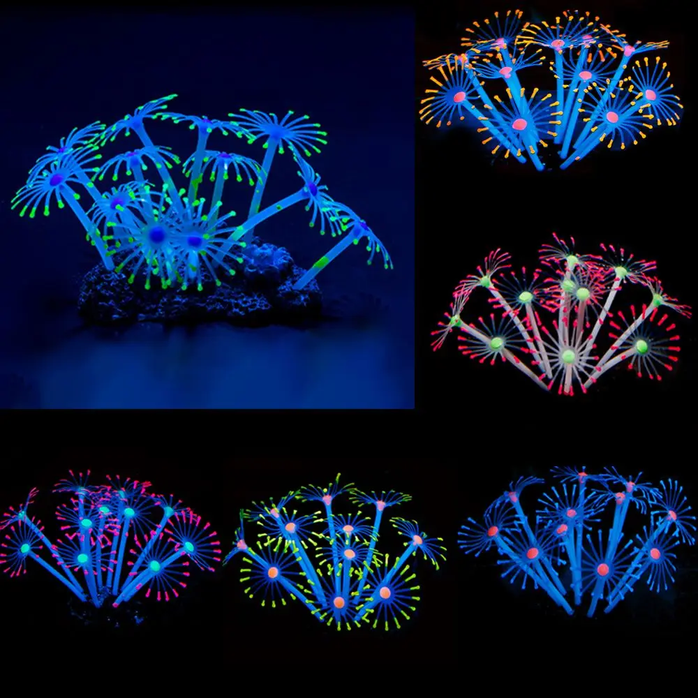 

Silicone Glowing Artificial Fish Tank Aquarium Coral Plants Underwater Ornament Simulation Aquatic Sea Anemone Decoration