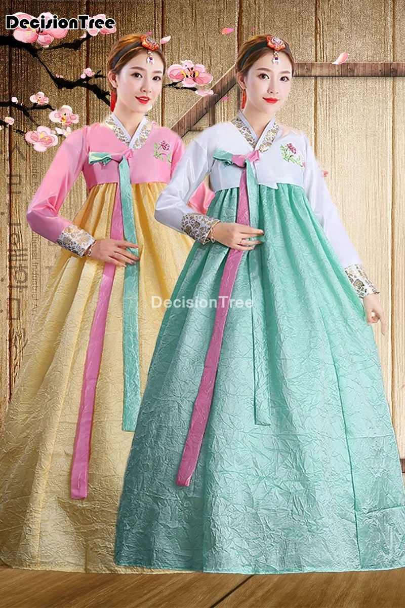 

2021 minority oriental woman hanbok traditional korean elegant court embroidery dance performance costumes cosplay wedding dress