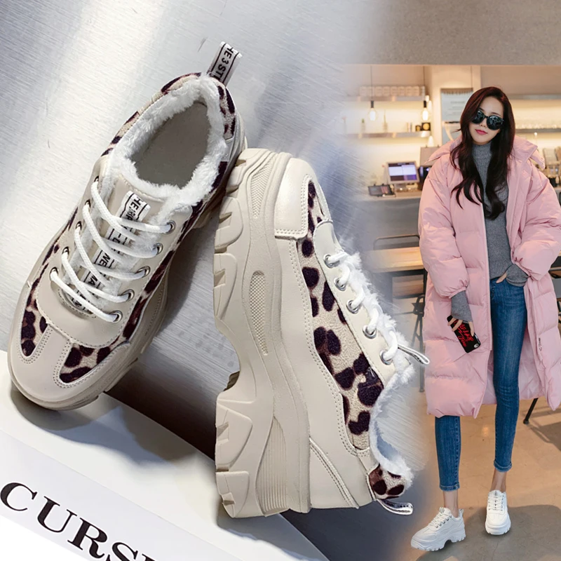 2019 г. обувь зимние теплые женские ботинки на платформе плюшевые повседневные