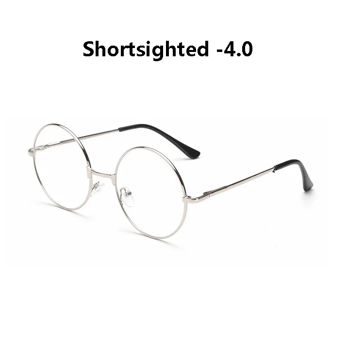 silver myopia 4.0 Zilead металлические очки близорукости круглые близорукие очки мужские и женские очки для близоруких с диоптрий-1.0to-4,0 - Цвет оправы: silver myopia 4.0