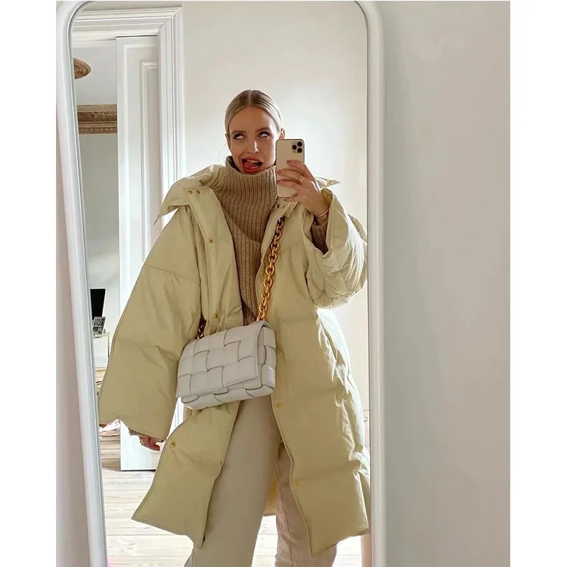 2021 Fashion Winter  Women Parkas Straight Loose Ladies Coats Elegant Pockets Cotton Jackets Female JM