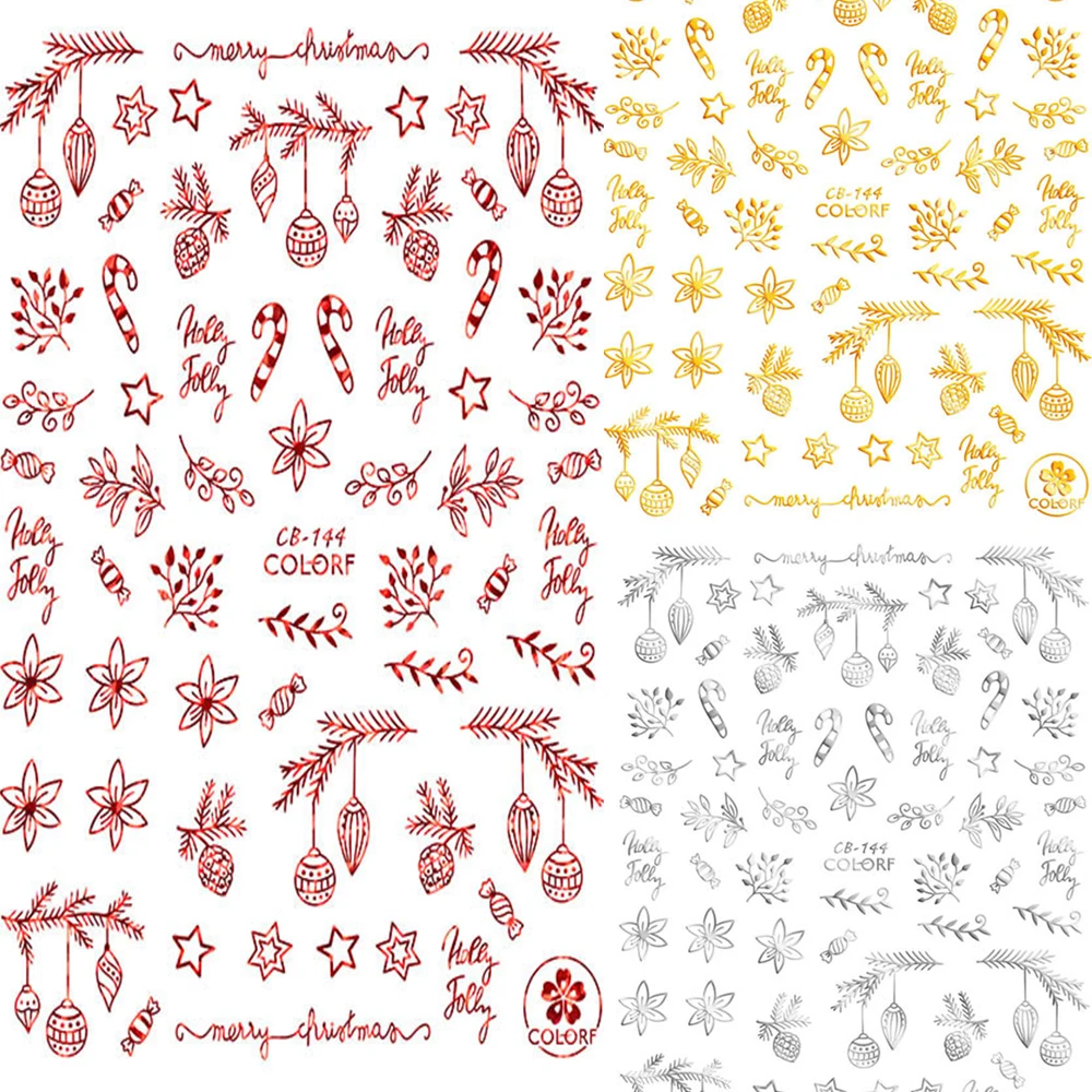 3D стикер для ногтей рисунок на рождественскую тематику смешанный олень/снежинка