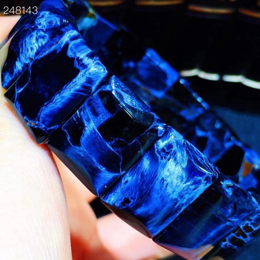 

100% Natural Blue Pietersite Gemstone Chatoyant Bracelet Cat Eye 18.2x13x6.7mm Women Men Rectangle Beads Genuine AAAAA