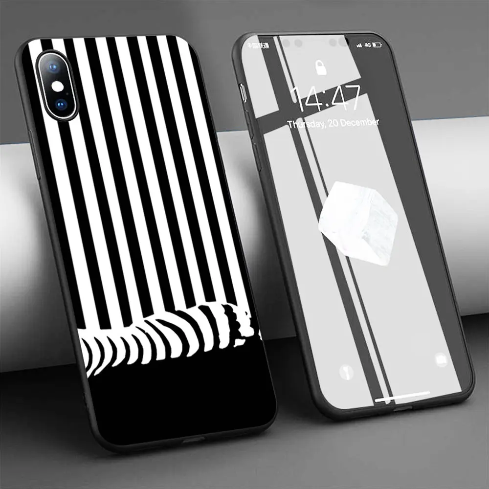 Чехол с черно белыми полосками на ножках Мягкий силиконовый чехол для телефона