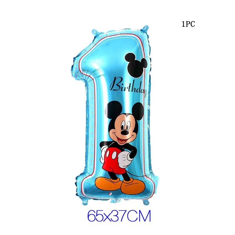 L mickey number 1 Минни Микки День рождения в виде торта праздничные шары украшения для взрослых 18 день рождения украшения красные/черные буквы Микки латексные шары - Цвет: L mickey number 1