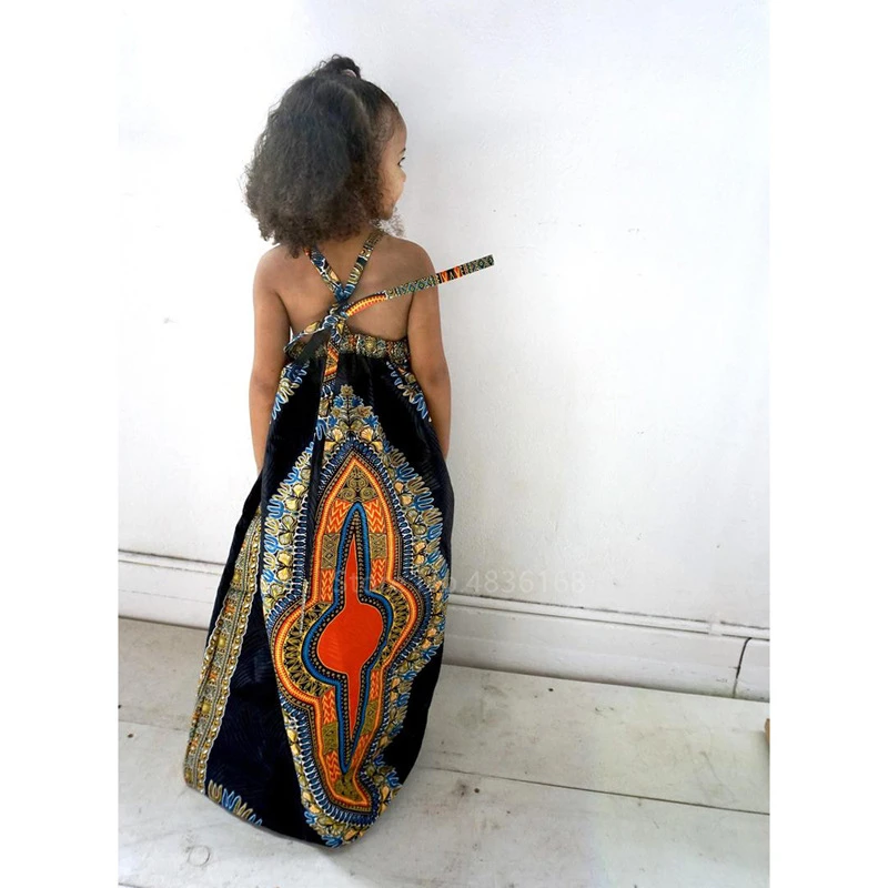 

African Clothes Kids Fashion Dashiki Dress Robe Africaine Baby Girl Clothes Bazin Riche Sleeveless African Dresses for Women