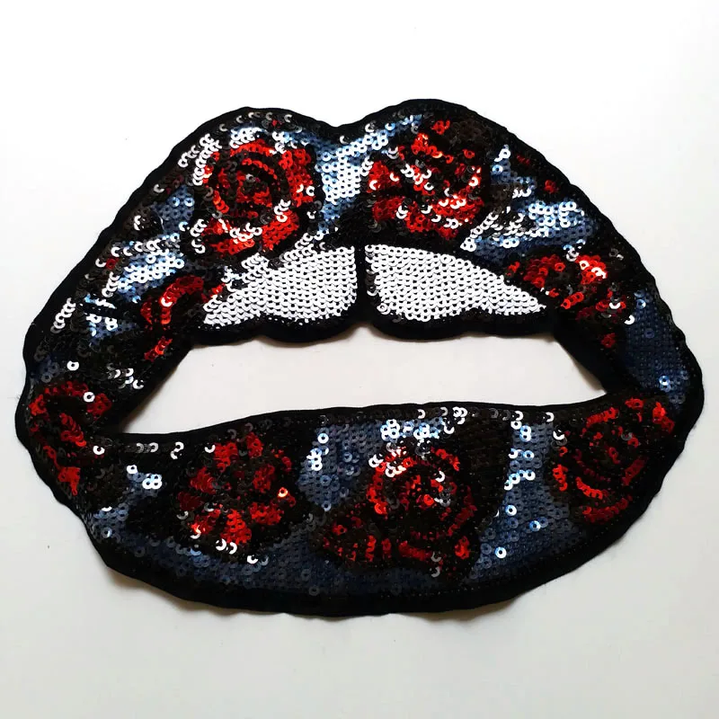 Модные Ретро блестящие нашивки для одежды сделай сам нашивка губ вышивка