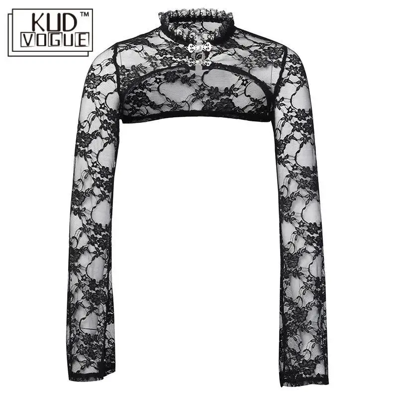 Сексуальный кружевной Короткий свитшот для женщин винтажный викторианский