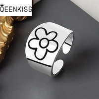 qeenkiss rg601 fine jewelry wholesale fashion woman girl birthday wedding gift daisy wide all matching 18kt white gold open ring